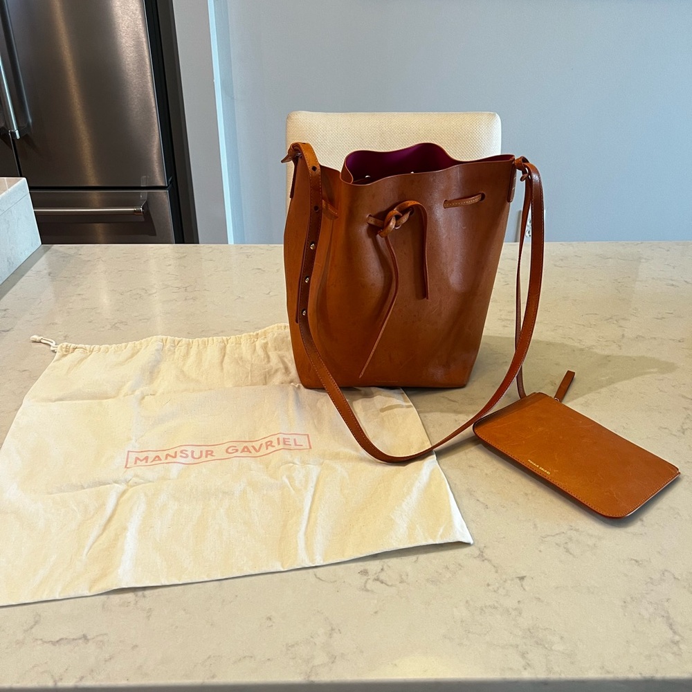Mansur Gavriel tanned leather large bucket bag